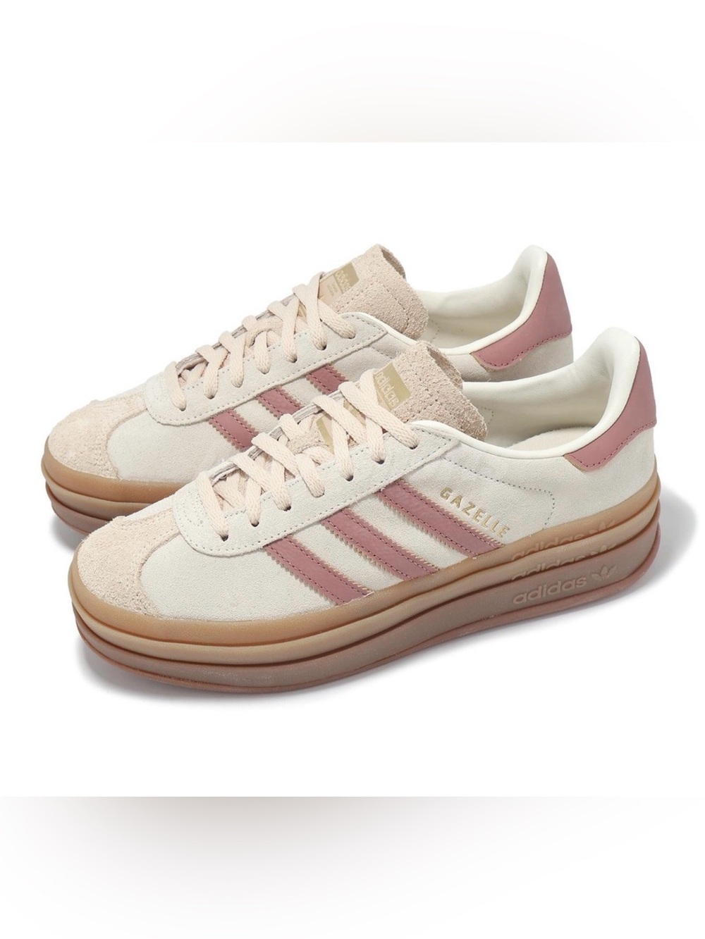 Adidas Originals Gazelle Bold sneakers in cream and pink